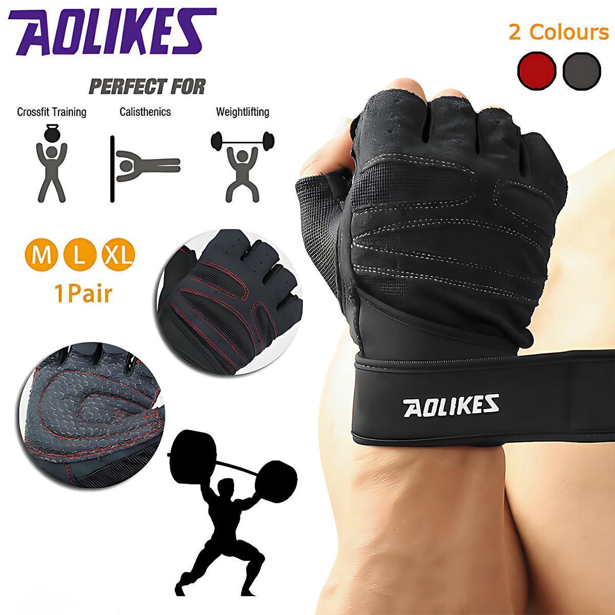 L Size Weight Lifting Gloves Gym Bodybuilding Fitness Workout Cycling Crossfit Men - One Pair Red V528-COLOUR-ONEPAIRRED98572