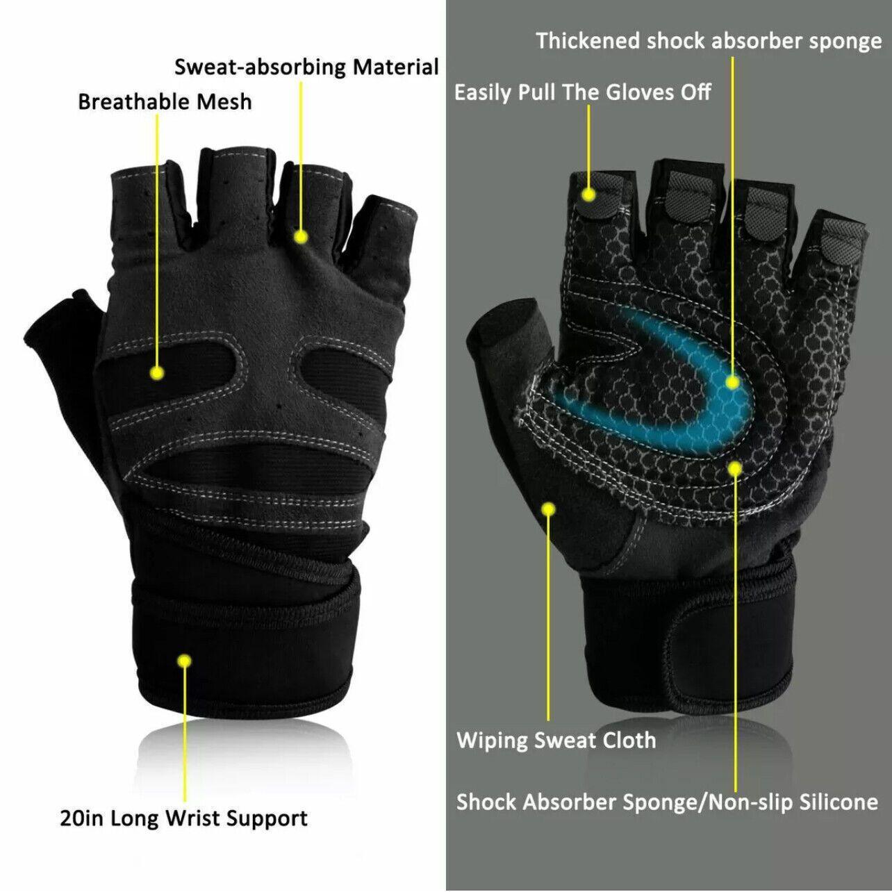 L Size Weight Lifting Gloves Gym Bodybuilding Fitness Workout Cycling Crossfit Men - One Pair Red V528-COLOUR-ONEPAIRRED98572