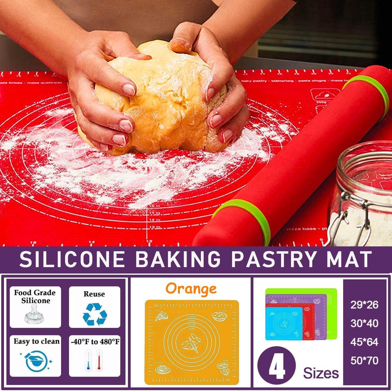 Orange Reusable Non-Stick Silicone Rolling Dough Mat Cake Pastry Baking Fondant Sheet - 40*30cm V528-COLOUR-ORANGE-SIZE-40-30CM34698