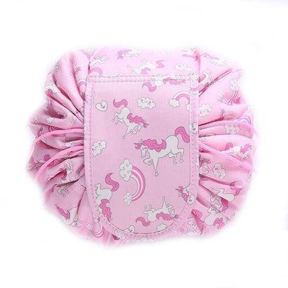 Portable Travel Makeup Bag Drawstring Cosmetic Pouch Lazy Storage Organiser Case - Pink Horse V528-COLOUR-PINKHORSE89174