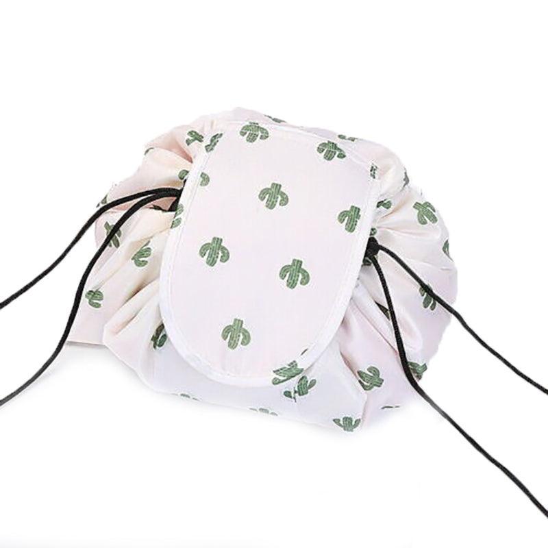 Portable Travel Makeup Bag Drawstring Cosmetic Pouch Lazy Storage Organiser Case - Pink White Strip V528-COLOUR-PINKWHITESTRIP67498