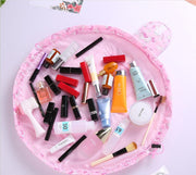 Portable Travel Makeup Bag Drawstring Cosmetic Pouch Lazy Storage Organiser Case - Pink White Strip V528-COLOUR-PINKWHITESTRIP67498