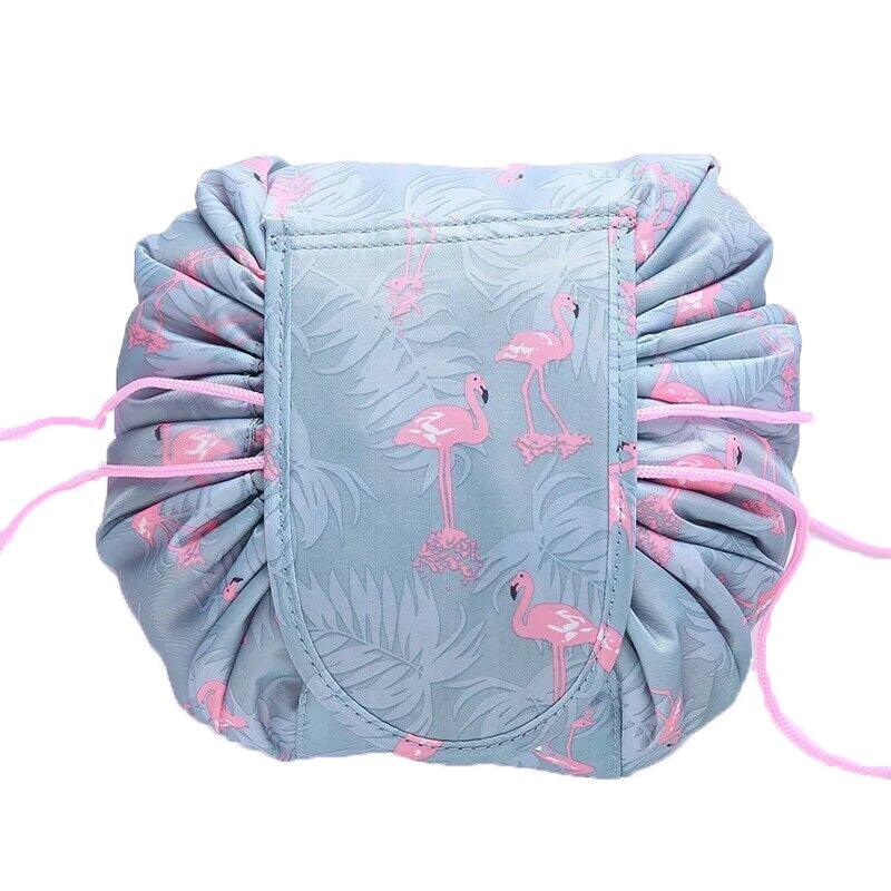 Portable Travel Makeup Bag Drawstring Cosmetic Pouch Lazy Storage Organiser Case - Pink White Strip V528-COLOUR-PINKWHITESTRIP67498