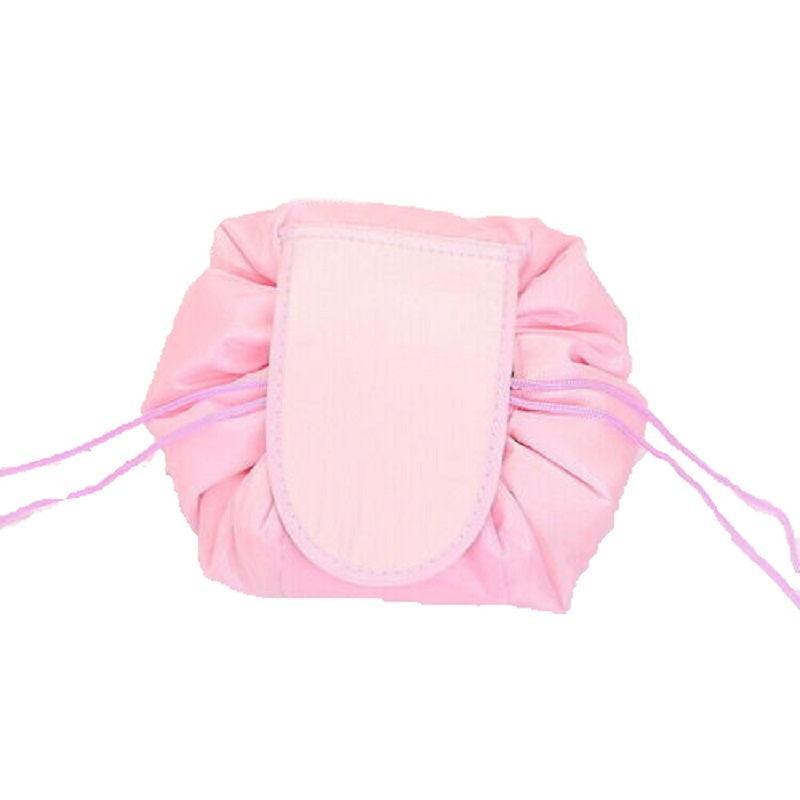 Portable Travel Makeup Bag Drawstring Cosmetic Pouch Lazy Storage Organiser Case - Pink White Strip V528-COLOUR-PINKWHITESTRIP67498