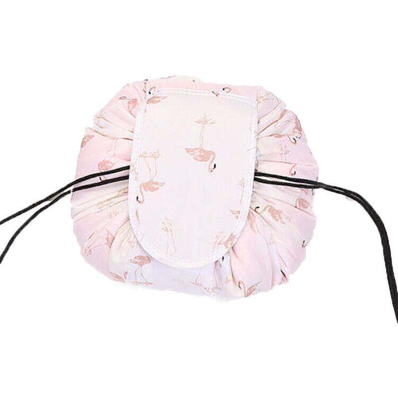 Portable Travel Makeup Bag Drawstring Cosmetic Pouch Lazy Storage Organiser Case - Pink White Strip V528-COLOUR-PINKWHITESTRIP67498