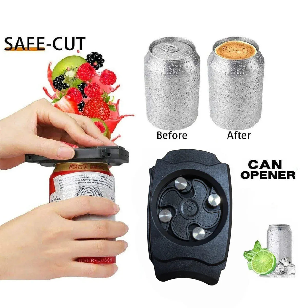 Topless Can Opener Manual Kitchen Tool for Beer Soda and Tin Bottles - Red V528-COLOUR-RED17232