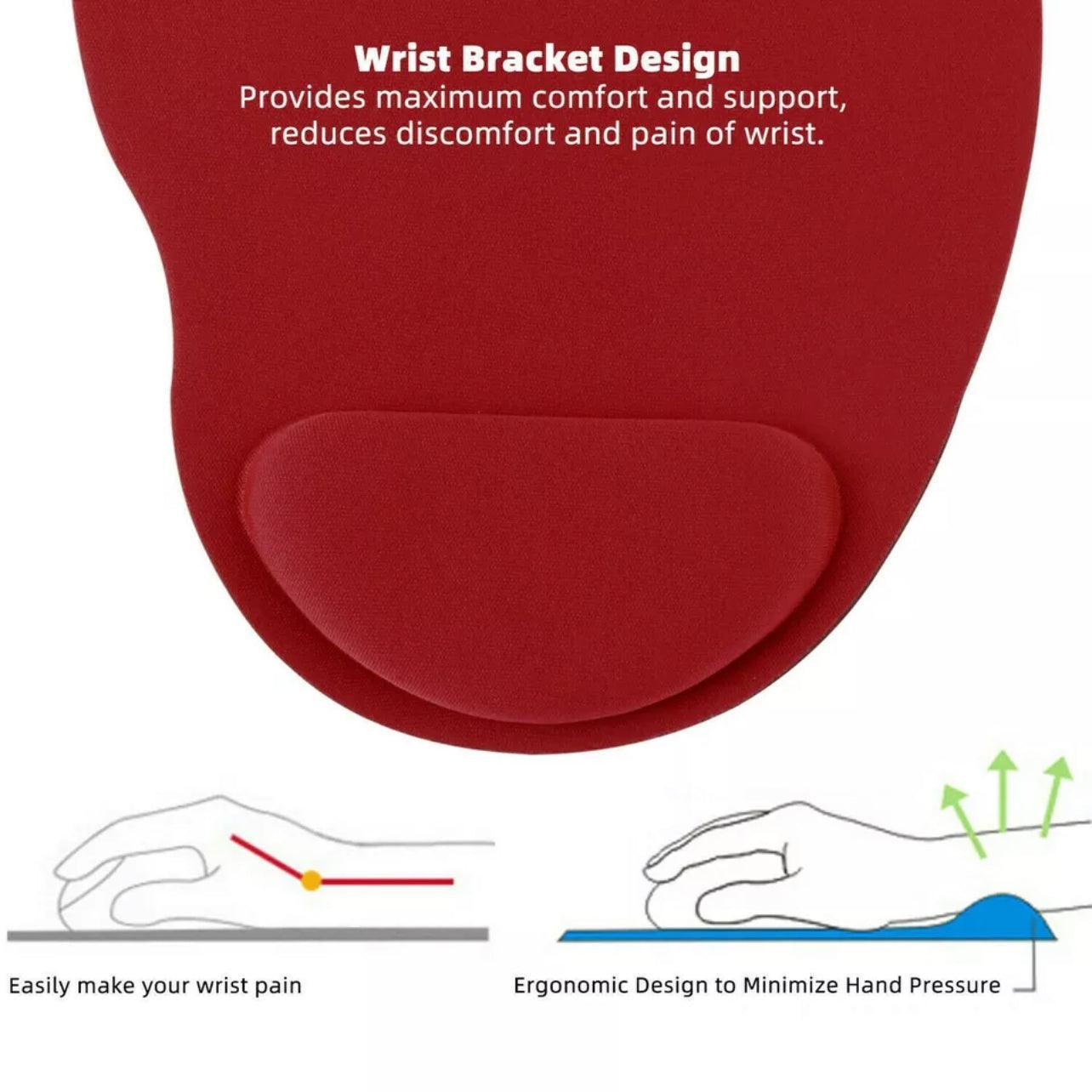 Comfort Mouse Pad with Built In Wrist Support Non Slip Ergonomic Mice Mat - Red V528-COLOUR-RED57796
