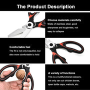 Heavy Duty Kitchen Scissors Multi Purpose Stainless Steel Chicken Bone Cutter - Red V528-COLOUR-RED82134