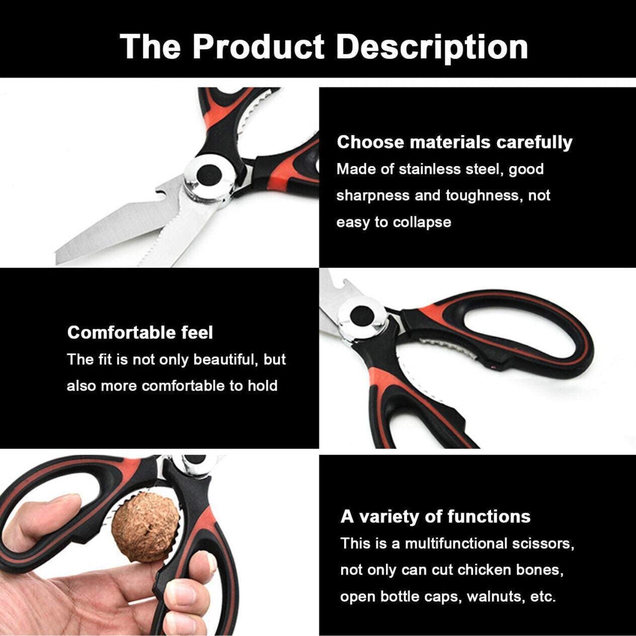 Heavy Duty Kitchen Scissors Multi Purpose Stainless Steel Chicken Bone Cutter - Red V528-COLOUR-RED82134