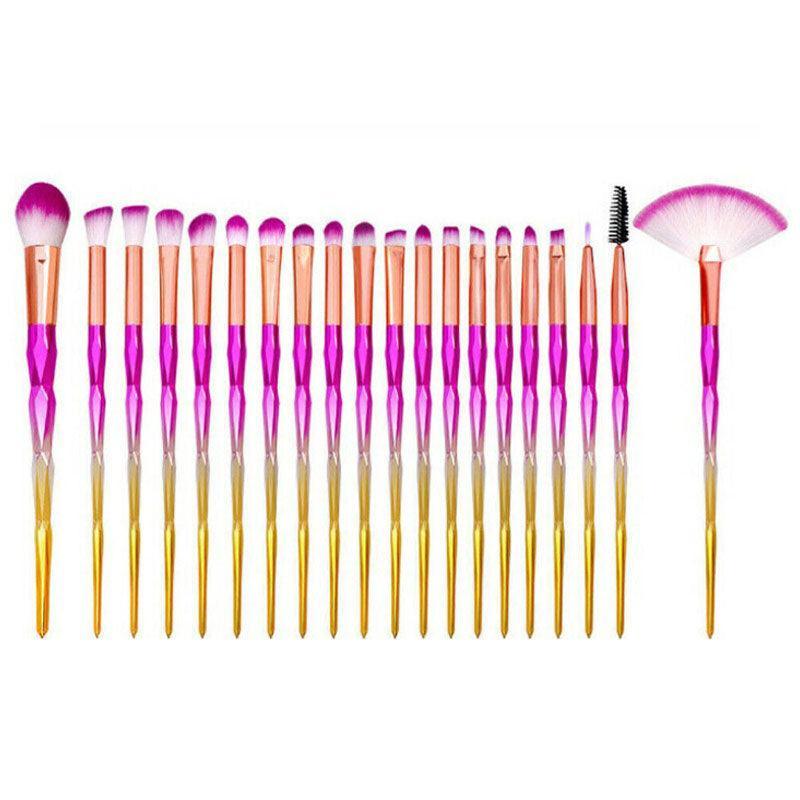 20 Pcs Eye Make-Up Brushes Diamond Unicorn Eyeshadow Eyebrow Blending Brush Set - Transparent V528-COLOUR-TRANSPARENT68666