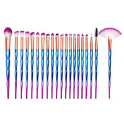 20 Pcs Eye Make-Up Brushes Diamond Unicorn Eyeshadow Eyebrow Blending Brush Set - Transparent V528-COLOUR-TRANSPARENT68666
