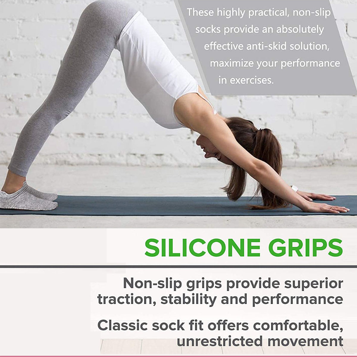 3 Pairs Ladies Women Sports Cotton Rich Pilates Yoga Non-Slip Grip Socks - White V528-COLOUR-WHITE-PACKAGE-3PAIRS84016