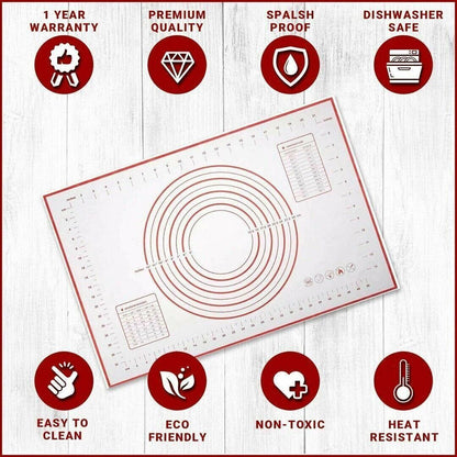 Non-Stick Silicone Baking Mat Rolling Cake Dough Scale Pastry Clay Fondant Sheet - Red 60*60cm V528-COLOURANDSIZE-RED60-60CM51282
