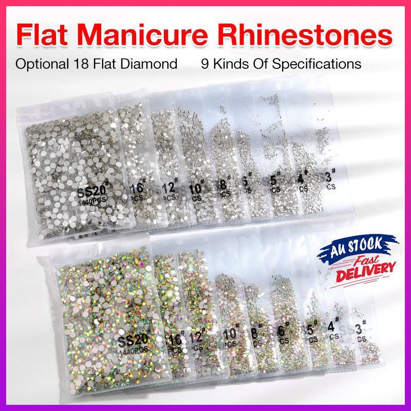 1440Pcs Glitter Rhinestones Crystal Flat Clear Bottom Glass Nail Art Nail Drill - Coloured Crystal-SS4 V528-COLOUREDCRYSTAL-SS4-136375