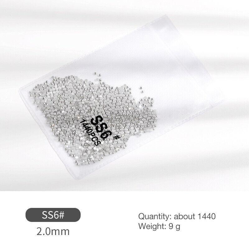 1440Pcs Glitter Rhinestones Crystal Flat Clear Bottom Glass Nail Art Nail Drill - Coloured Crystal-SS4 V528-COLOUREDCRYSTAL-SS4-136375