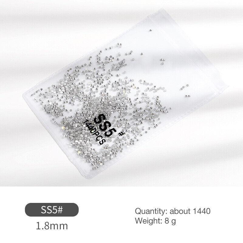 1440Pcs Glitter Rhinestones Crystal Flat Clear Bottom Glass Nail Art Nail Drill - Coloured Crystal-SS4 V528-COLOUREDCRYSTAL-SS4-136375