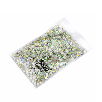 1440Pcs Glitter Rhinestones Crystal Flat Clear Bottom Glass Nail Art Nail Drill - Coloured Crystal-SS4 V528-COLOUREDCRYSTAL-SS4-136375