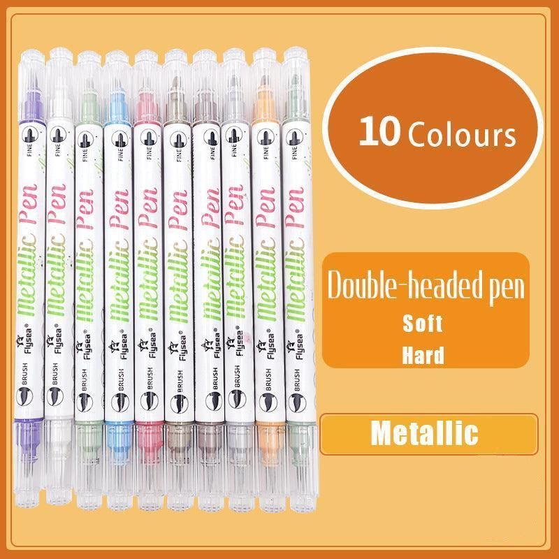 10-Color Set Double Head Shimmer Marker Pens for Albums & Doodles - 10-Colour Set V528-COLOURPEN-10COLOUR-25383