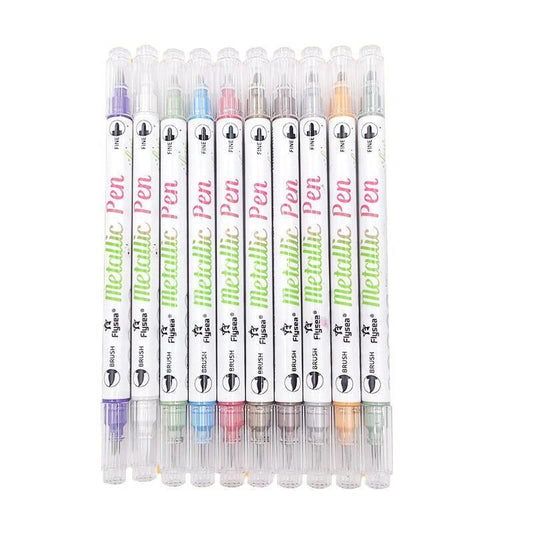 10-Color Set Double Head Shimmer Marker Pens for Albums & Doodles - 10-Colour Set V528-COLOURPEN-10COLOUR-25383