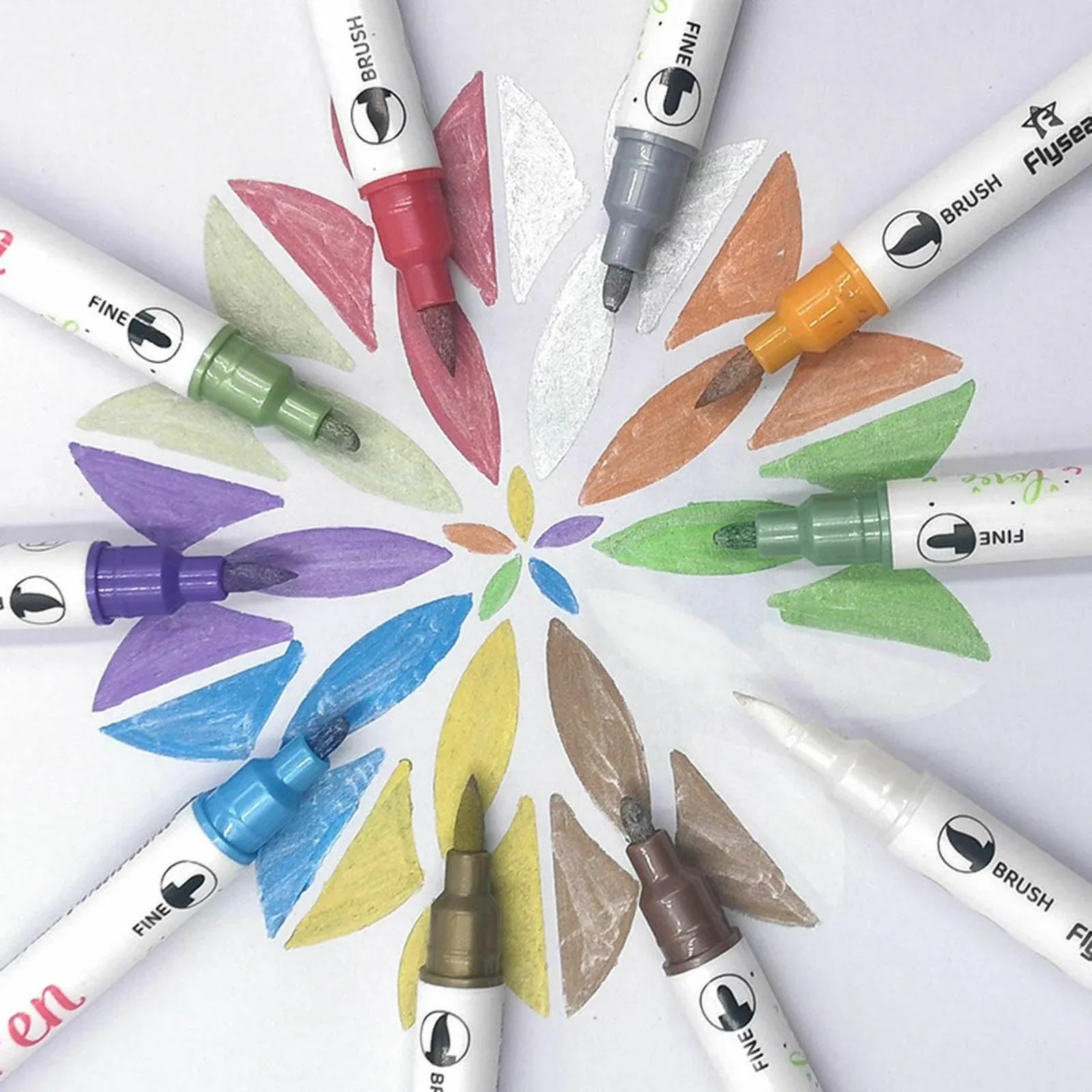 10-Color Set Double Head Shimmer Marker Pens for Albums & Doodles - 10-Colour Set V528-COLOURPEN-10COLOUR-25383