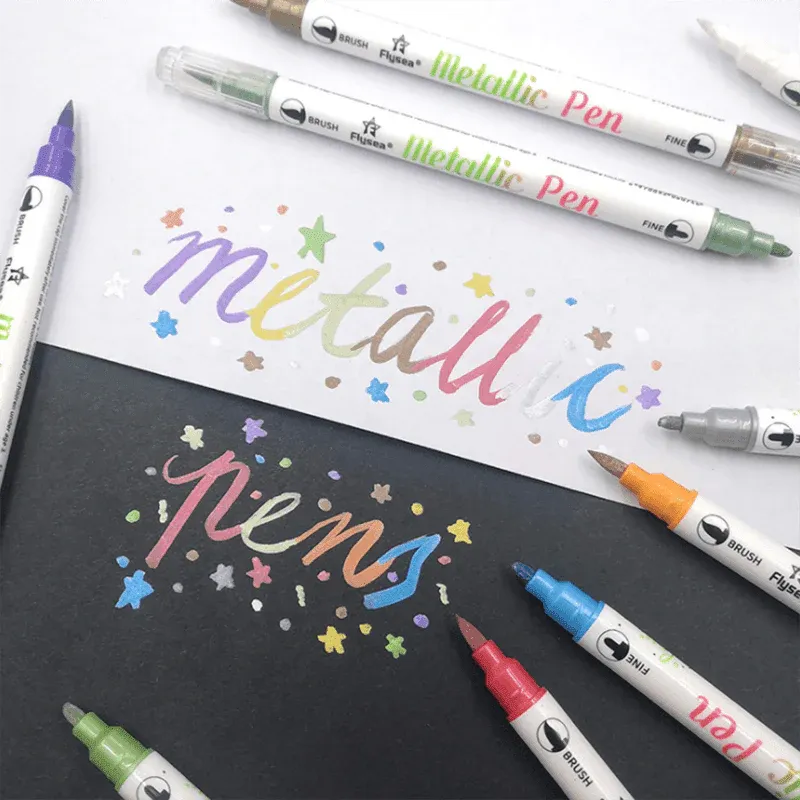 10-Color Set Double Head Shimmer Marker Pens for Albums & Doodles - 10-Colour Set V528-COLOURPEN-10COLOUR-25383