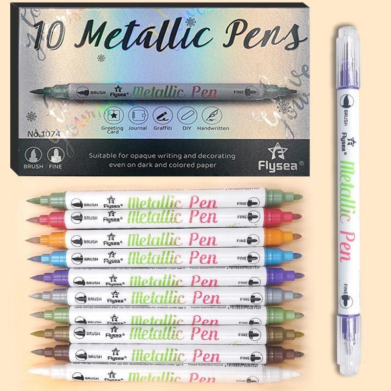 10-Color Set Double Head Shimmer Marker Pens for Albums & Doodles - 10-Colour Set V528-COLOURPEN-10COLOUR-25383