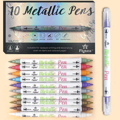 10-Color Set Double Head Shimmer Marker Pens for Albums & Doodles - 10-Colour Set V528-COLOURPEN-10COLOUR-25383