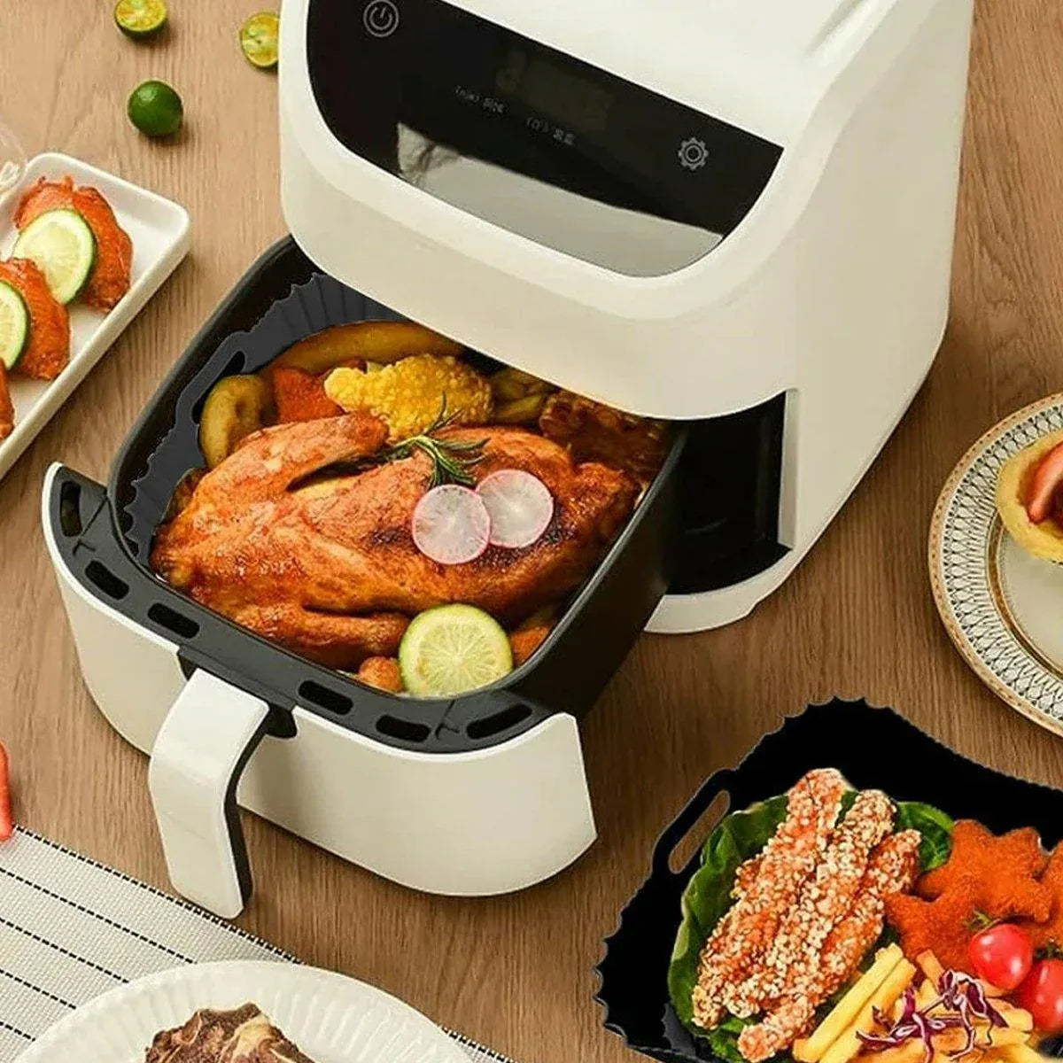 Air Fryer Silicone Pot Basket Liner Non Stick Reusable Baking Tray Accessories - Grey V528-COMAL-GREY-829926