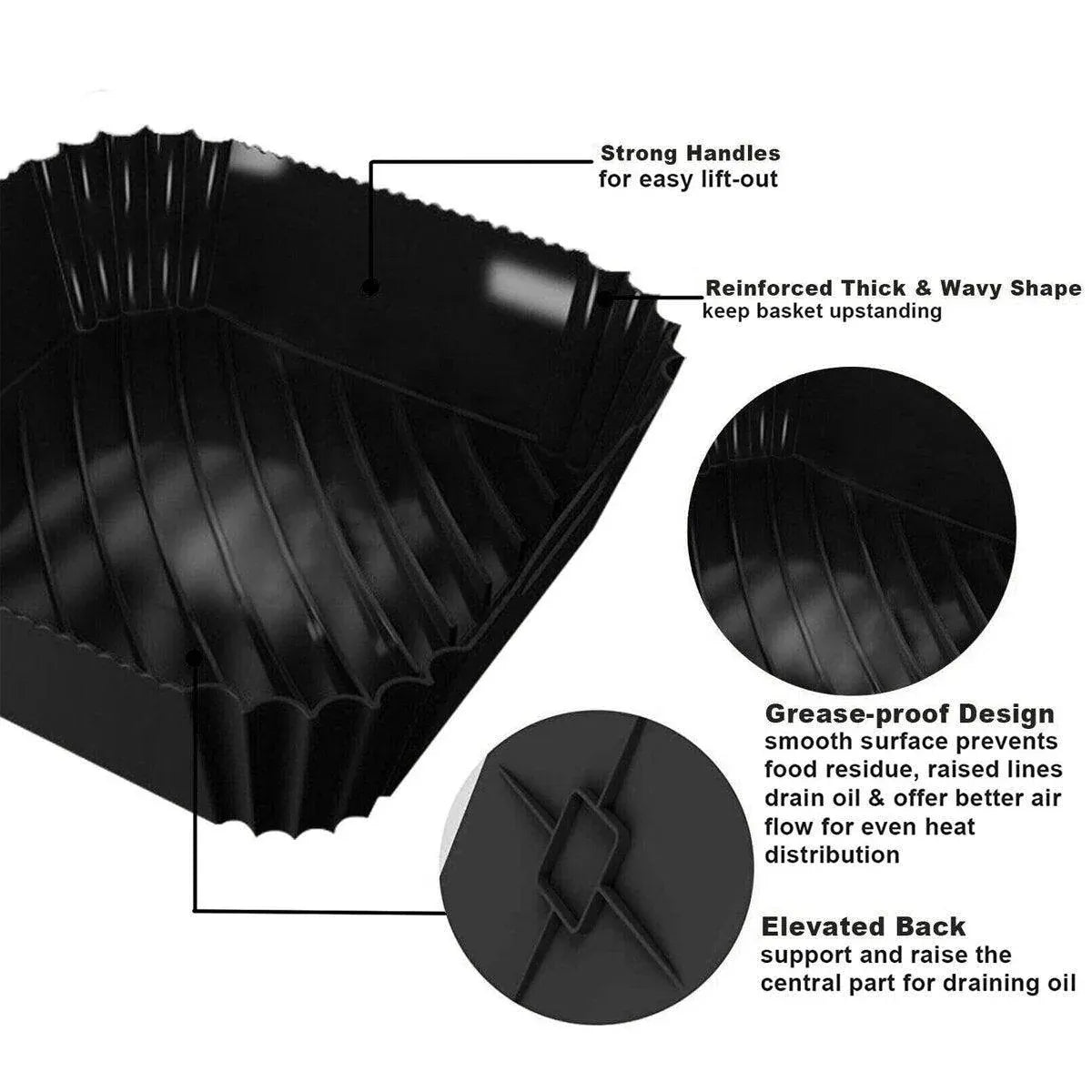 Air Fryer Silicone Pot Basket Liner Non Stick Reusable Baking Tray Accessories - Grey V528-COMAL-GREY-829926