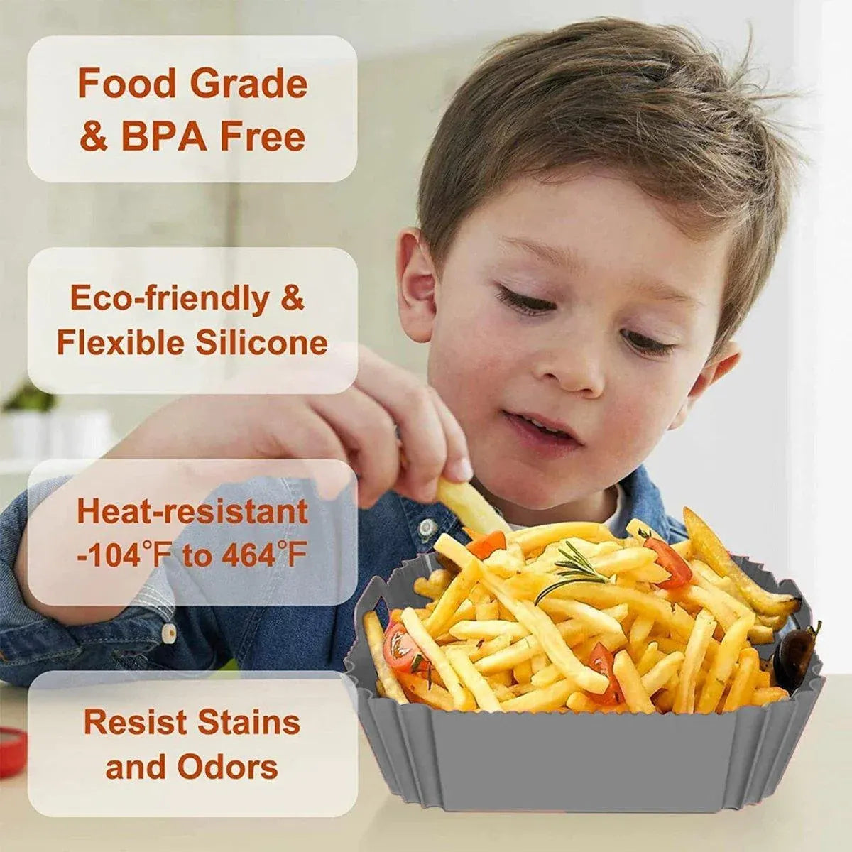 Air Fryer Silicone Pot Basket Liner Non Stick Reusable Baking Tray Accessories - Grey V528-COMAL-GREY-829926