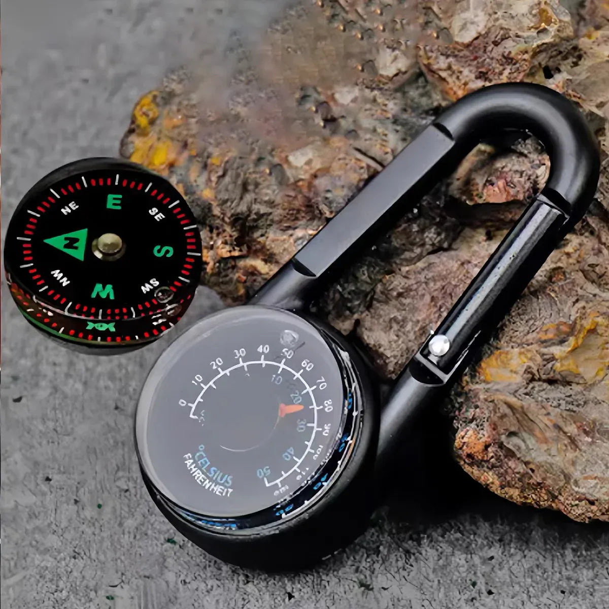 Compass Double Sided Portable Hiking Climbing Guide with Buckle Outdoor V528-COMPASS-DC27T2-BLACK-749158