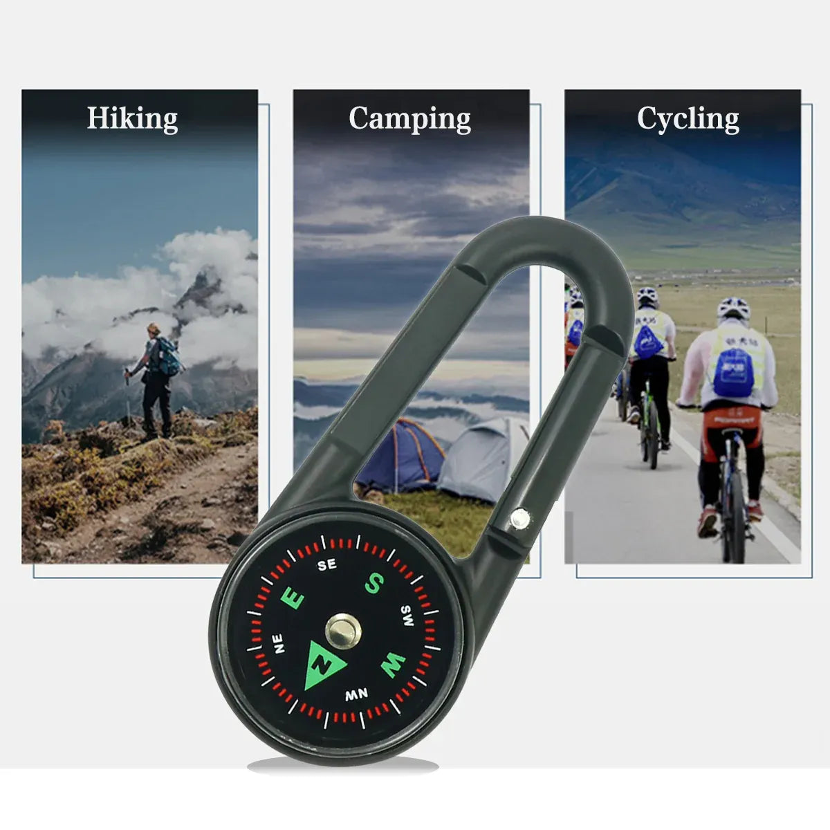 Compass Double Sided Portable Hiking Climbing Guide with Buckle Outdoor V528-COMPASS-DC27T2-BLACK-749158