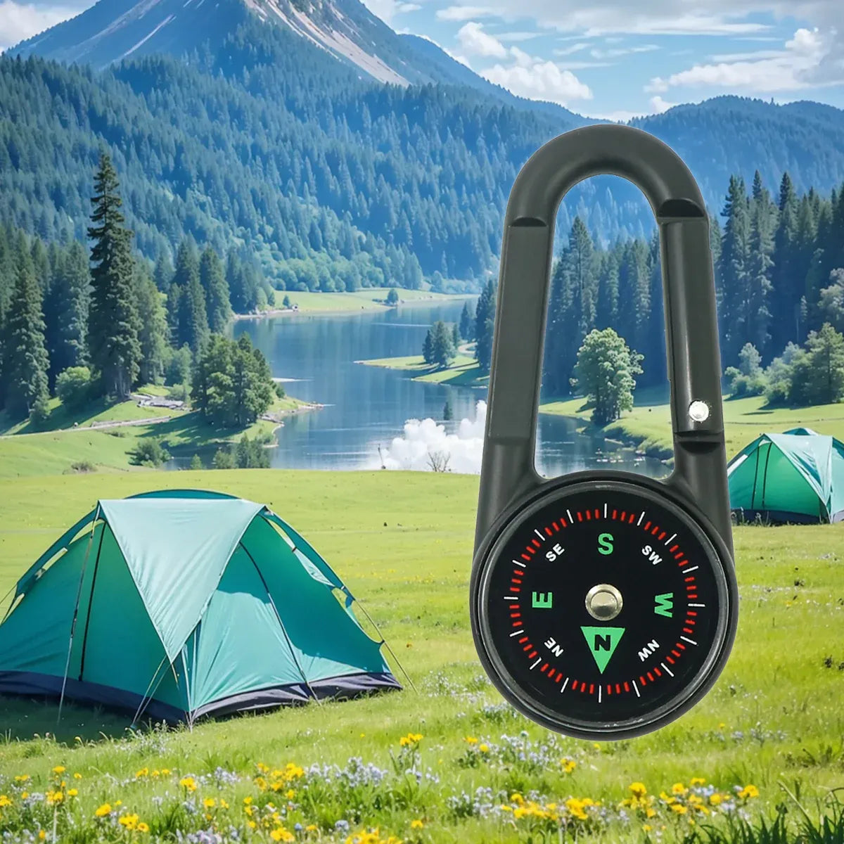 Compass Double Sided Portable Hiking Climbing Guide with Buckle Outdoor V528-COMPASS-DC27T2-BLACK-749158