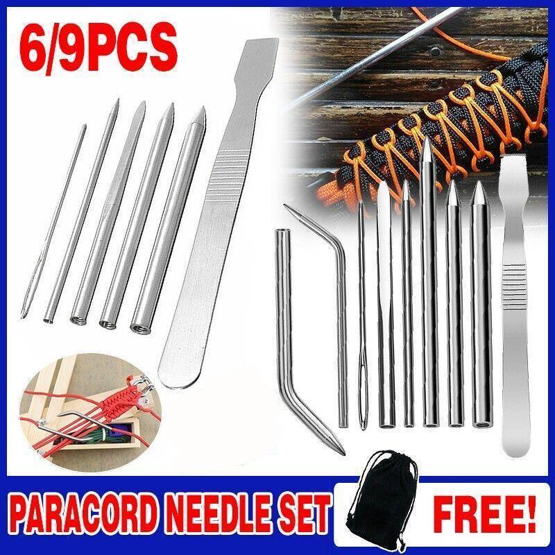 6/9 Pcs Stainless Steel Paracord Bracelet Fid Lacing Stitching Needles Tool Set - 9PCS V528-COMPILATIONNEEDLE-9PCS-41545