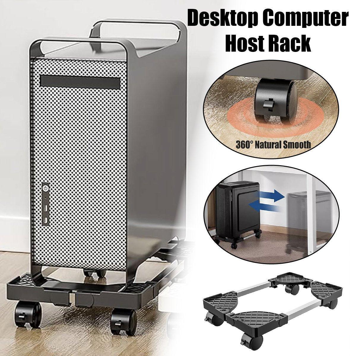 Adjustable Desktop Computer Tower Stand Telescopic Chassis Holder with Wheels V528-COMPUTER-BRACKET-BLACK-672242
