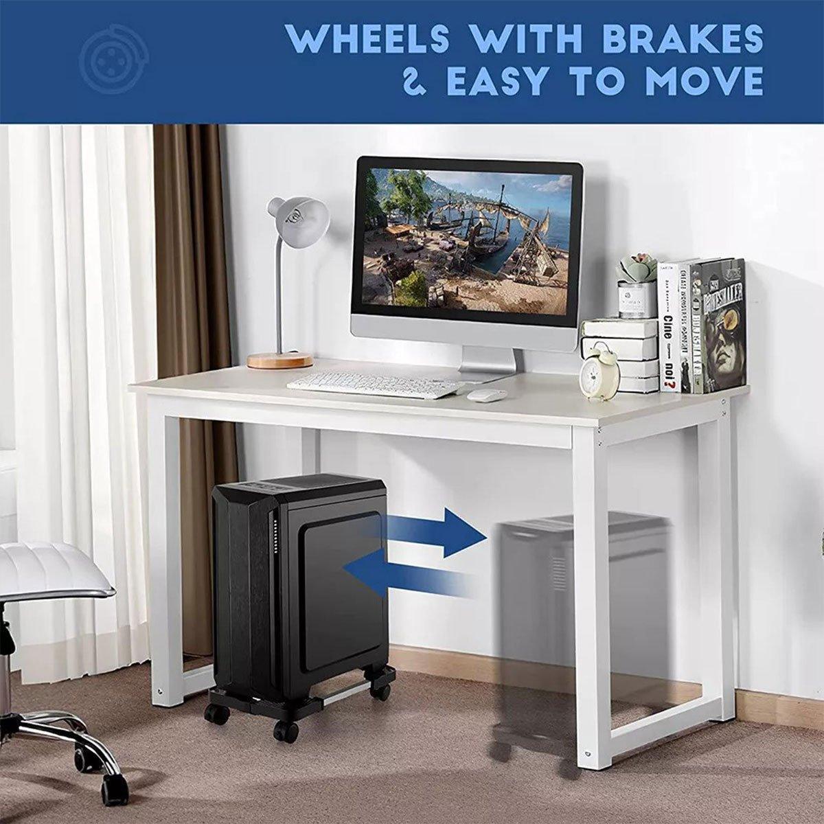 Adjustable Desktop Computer Tower Stand Telescopic Chassis Holder with Wheels V528-COMPUTER-BRACKET-BLACK-672242