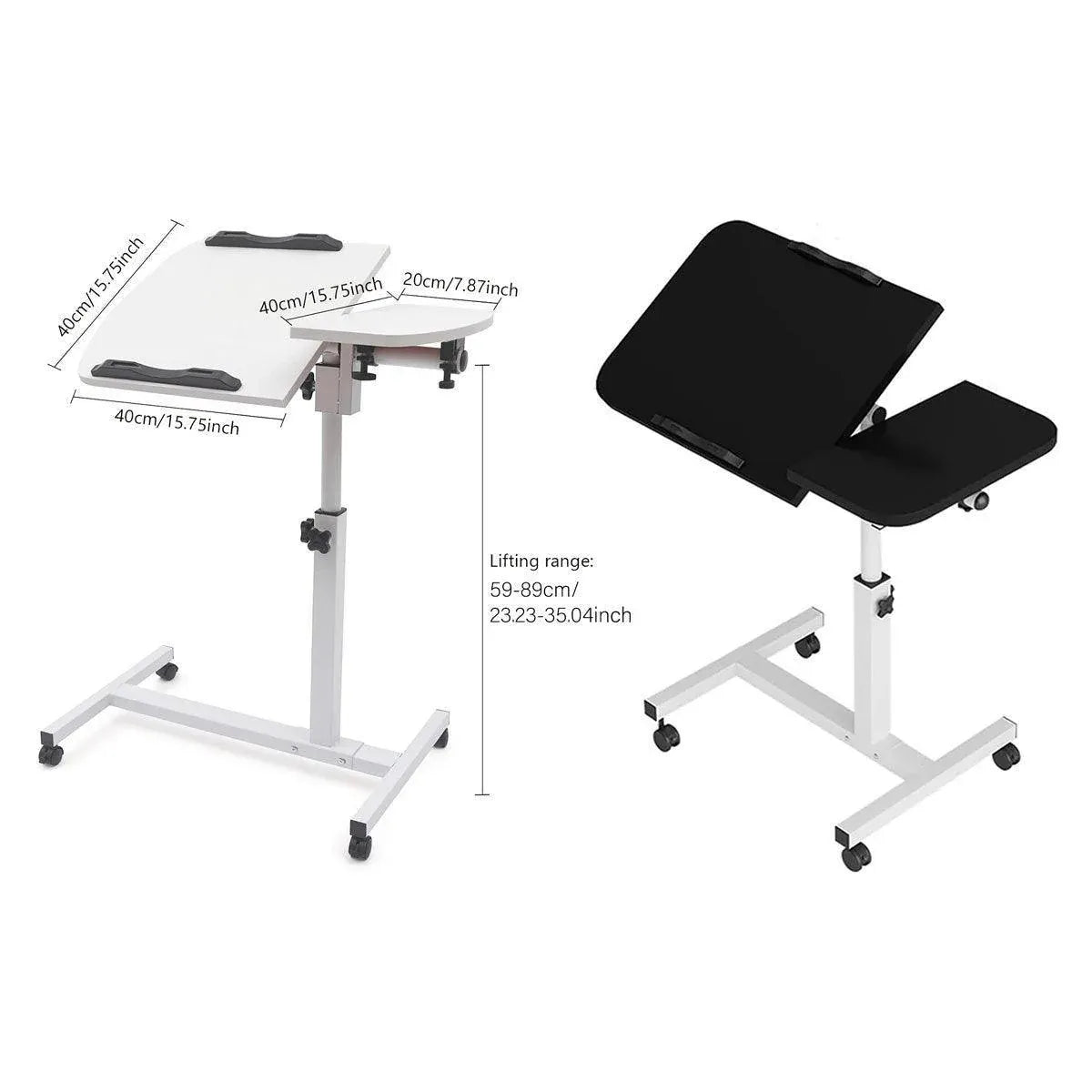 Adjustable Folding Computer Desk Stand Floor-Standing Movable Bedside Table - White V528-COMPUTER-DESK-STAND-WHITE-596541