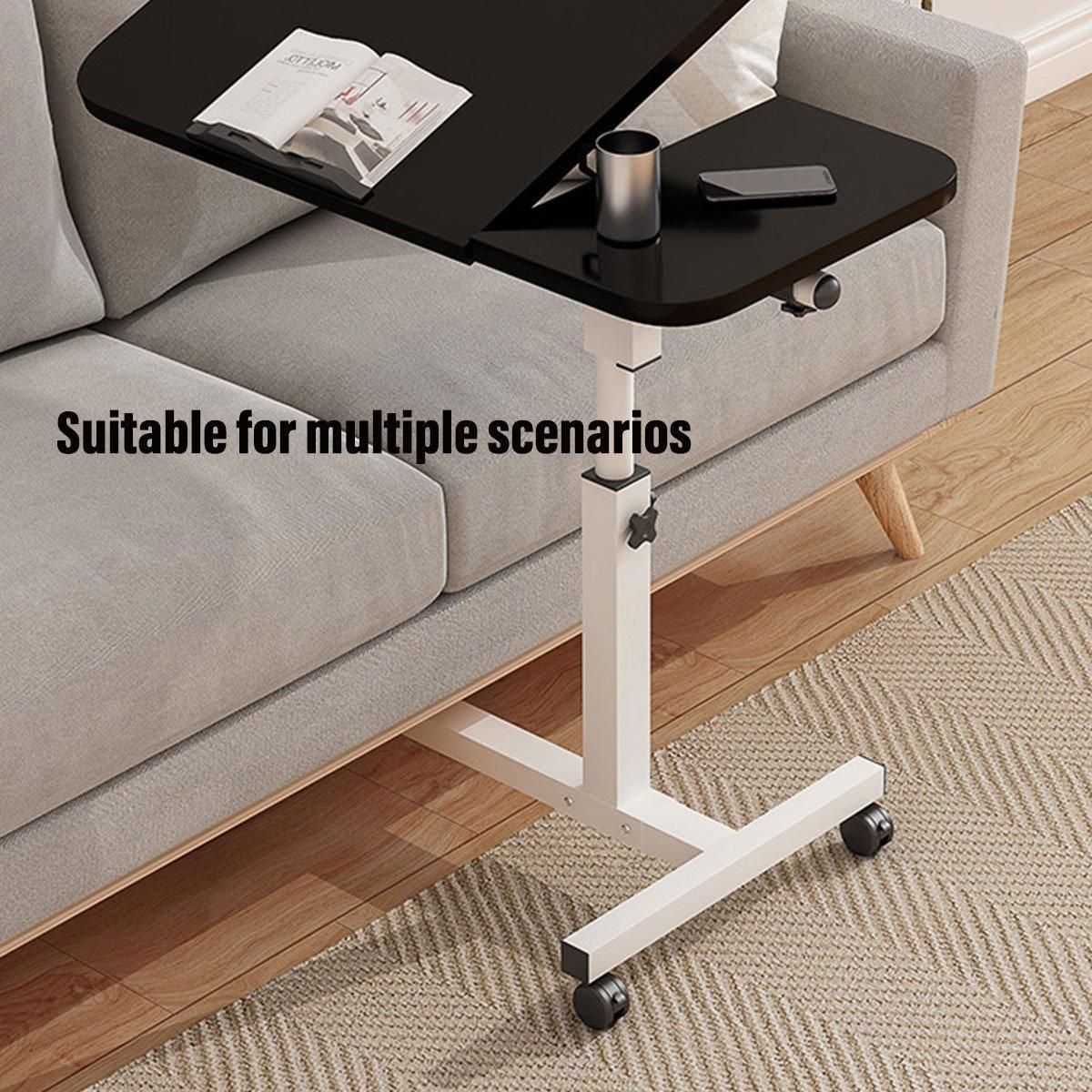 Adjustable Folding Computer Desk Stand Floor-Standing Movable Bedside Table - White V528-COMPUTER-DESK-STAND-WHITE-596541