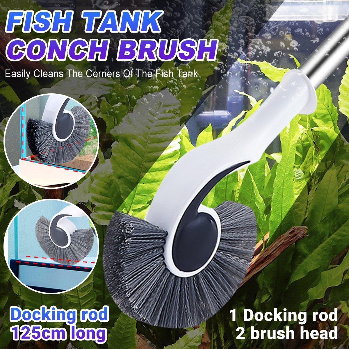 Fish Tank Cleaning Tool Long Handle Algae Removal Conch Brush Seahorse Cleaner V528-CONCH-BRUSH-125CM-399307