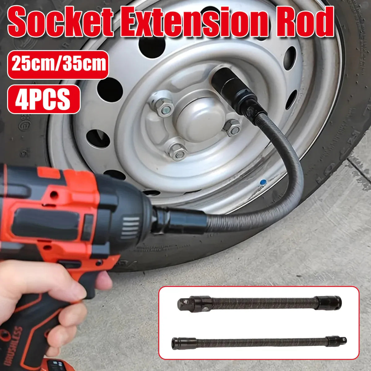 4pcs Electric Wrench Flexible Shaft Coupling Rod Spring Sleeve Universal Tool - 35cm V528-CONNECTING-TOOL-4PCS-36CM-222266