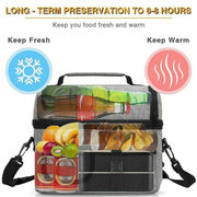 Insulated Lunch Bag Box Tote Cooler For Women Men Hot Cold Food Thermal - Grey V528-CONVENIENTBAG-GREY-83133