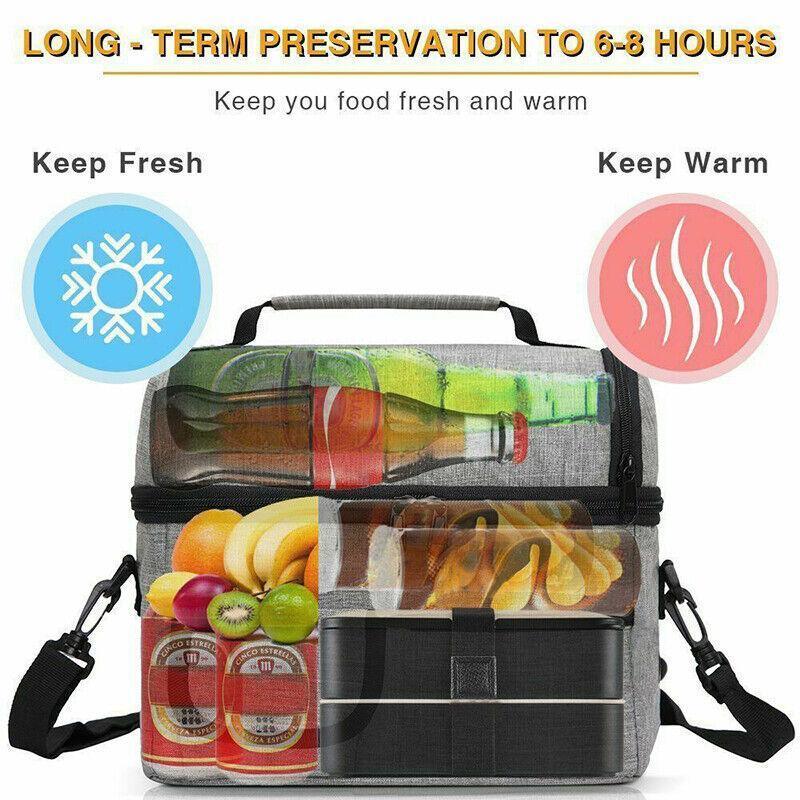Insulated Lunch Bag Box Tote Cooler For Women Men Hot Cold Food Thermal - Rose Red V528-CONVENIENTBAG-ROSERED-98311