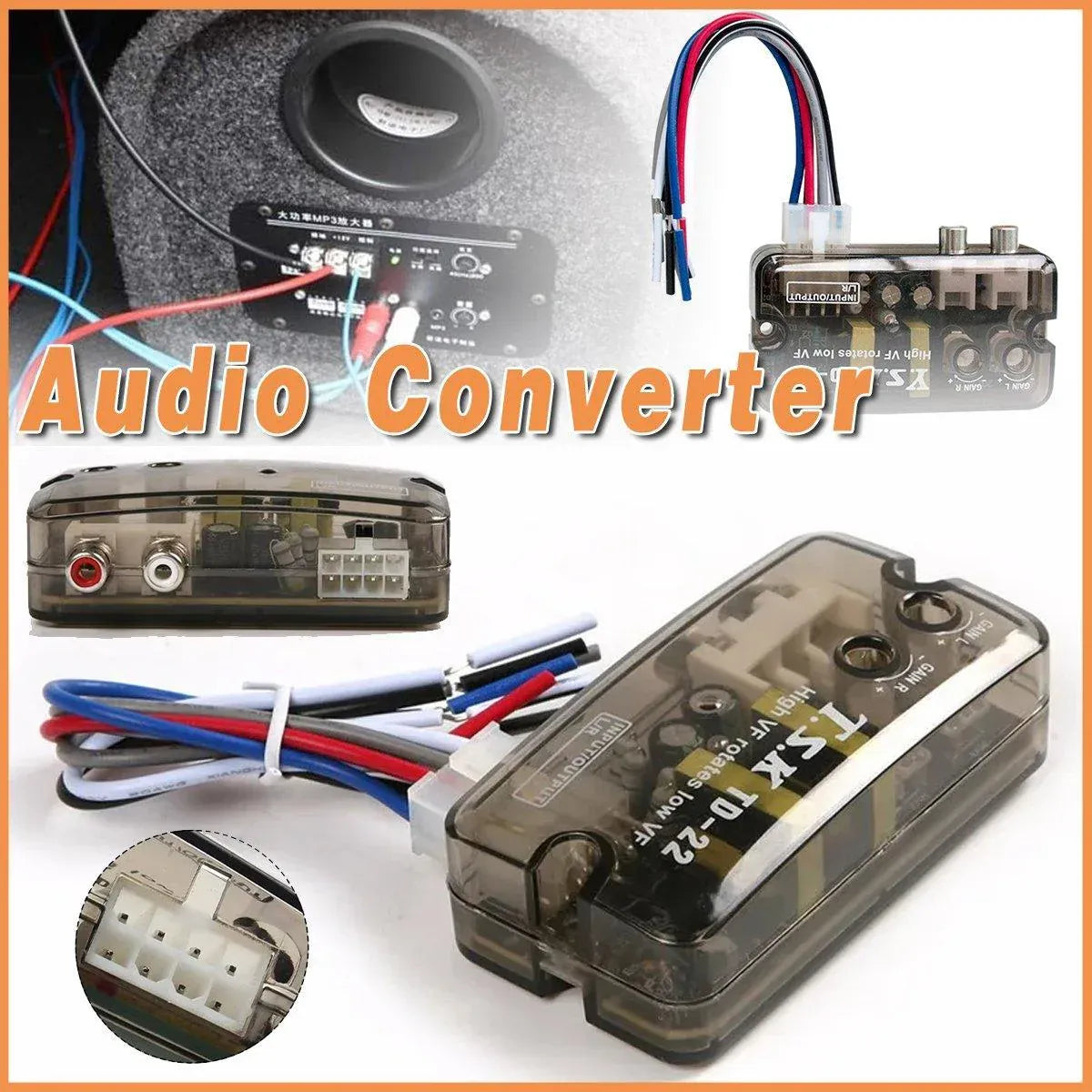 Car High to Low Frequency Converter Auto Stereo Line Speaker Level Adapter TD22 V528-CONVERTOR-485621