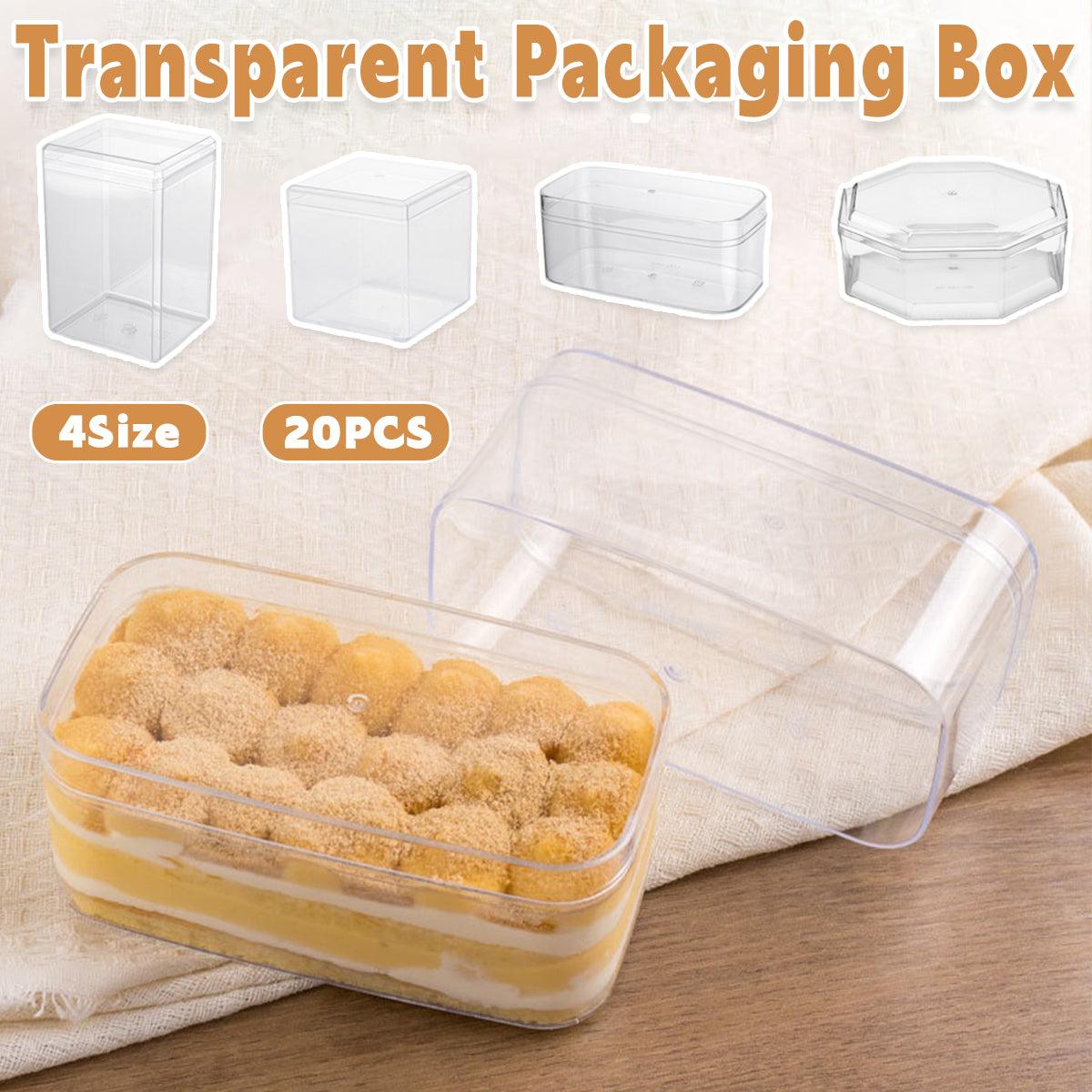 20pcs Transparent Biscuit Box Plastic Cake Box Pastry Dessert Storage Container - 5.5x9.5cm