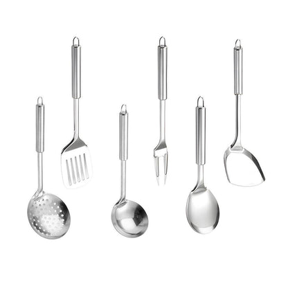 6PCS Stainless Steel Kitchen Utensil Set with Frying Spatula Colander and Spoon V528-COOKWARE-6PCS-258789