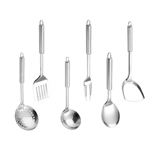 6PCS Stainless Steel Kitchen Utensil Set with Frying Spatula Colander and Spoon V528-COOKWARE-6PCS-258789