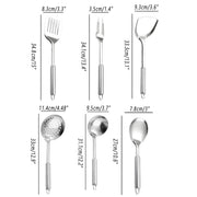 6PCS Stainless Steel Kitchen Utensil Set with Frying Spatula Colander and Spoon V528-COOKWARE-6PCS-258789