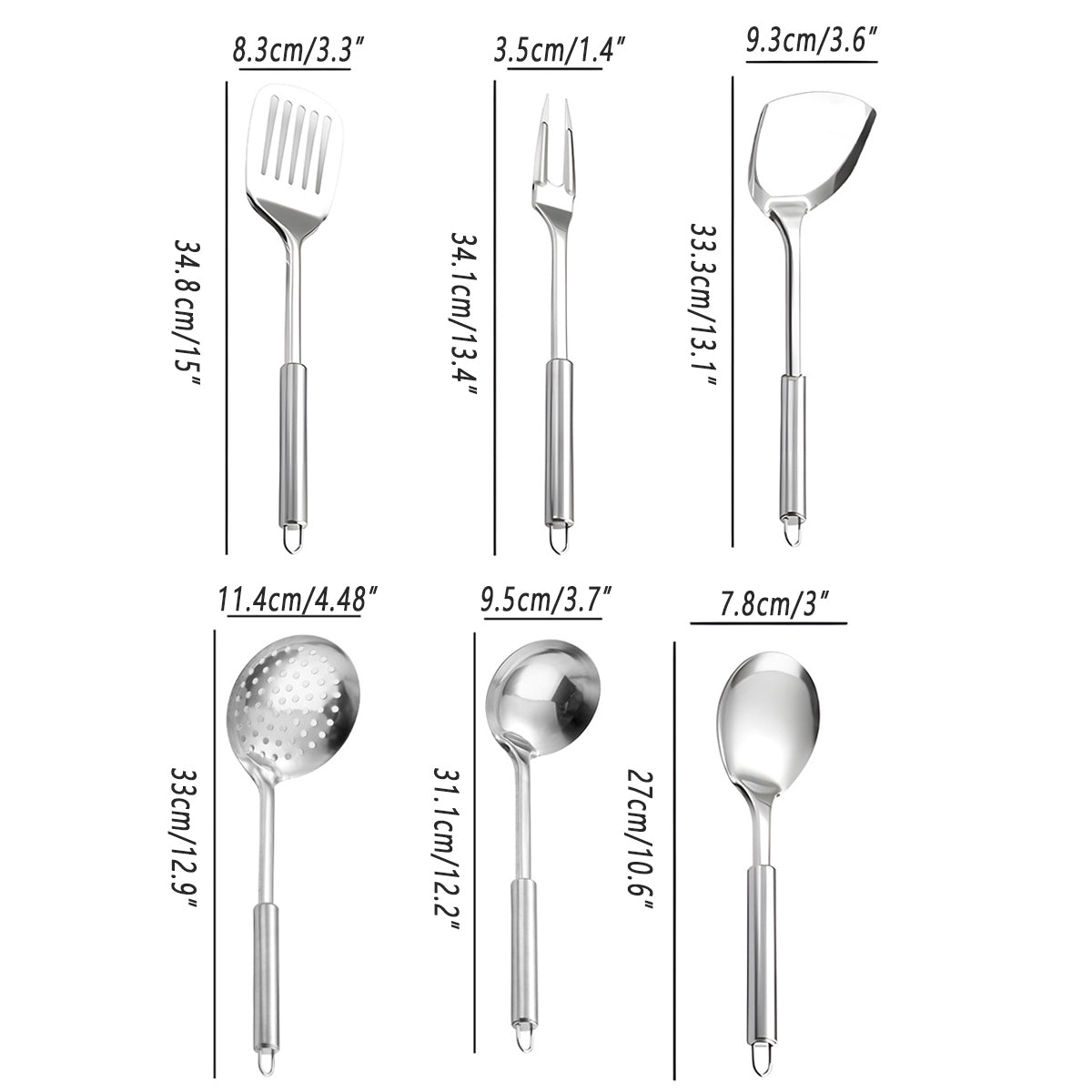 6PCS Stainless Steel Kitchen Utensil Set with Frying Spatula Colander and Spoon V528-COOKWARE-6PCS-258789