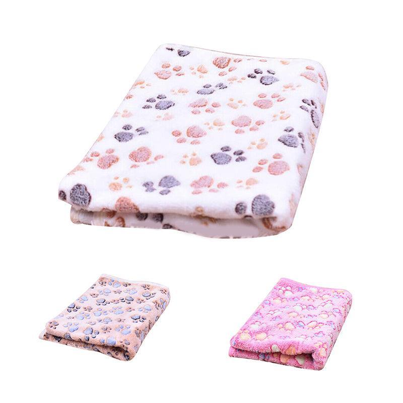 Large Size Pet Mat Paw Print Cat Dog Puppy Fleece Soft Pet Blanket Bed Cushion - Brown V528-CORALVELVET-COFFEE-L-633254