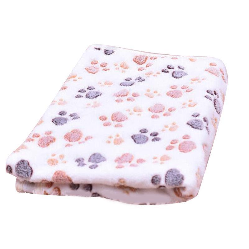 Large Size Pet Mat Paw Print Cat Dog Puppy Fleece Soft Pet Blanket Bed Cushion - Brown V528-CORALVELVET-COFFEE-L-633254